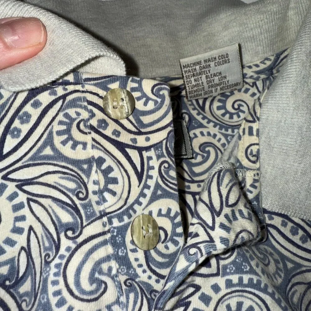 Raw Rags Vintage Men's Short Sleeve Polo Blue Geometric Pattern Size‎ XL